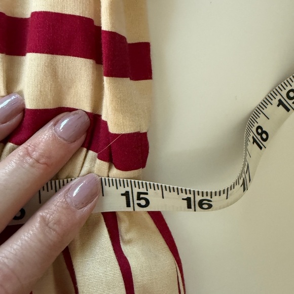 Vintage David Warren Midi Dress Fit N Flare A Line Red Striped Tomato Girl XS - Picture 14 of 14